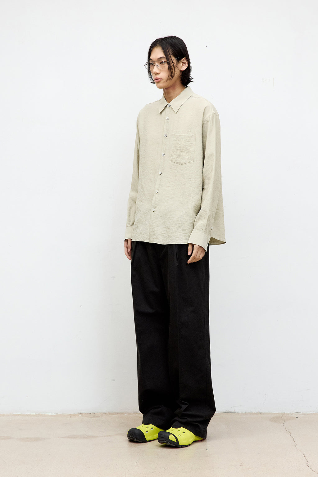 Coor - Washed Linene Blend Button Point Chino Trousers (Black) product image 3 | TRAB K-Fashion Australia