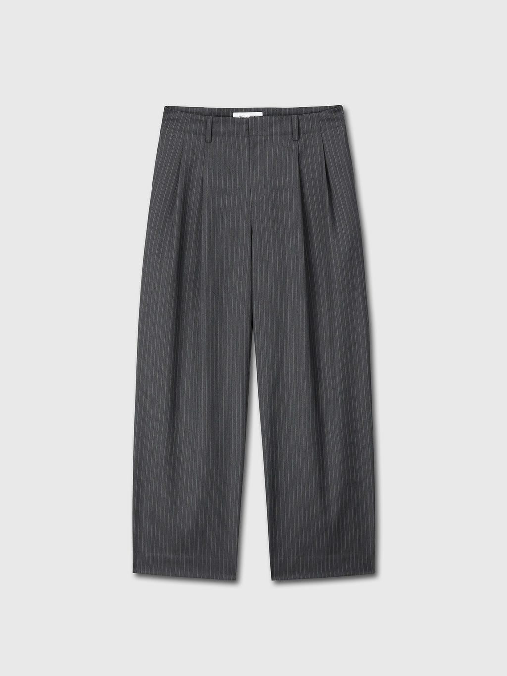 Tonywack - Striped Wool Double-Pleats Wide Trousers (Grey Pinstripe) product image 6 | TRAB K-Fashion Australia