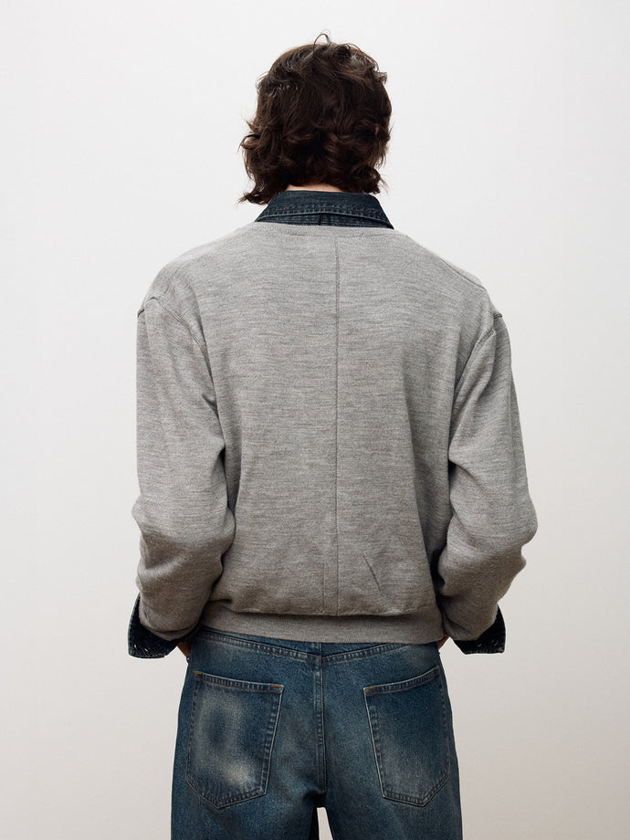Tonywack - Super Fine Wool Crew-Neck Cardigan (Grey) product image 7 | TRAB K-Fashion Australia