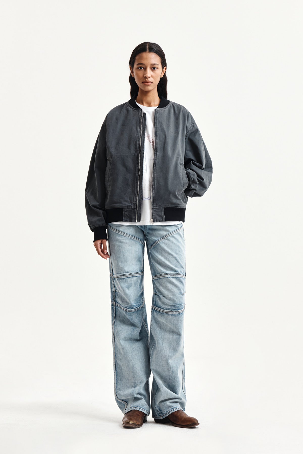 Matin Kim - Vintage Washed Back Logo Jumper (Charcoal) product image 9 | TRAB K-Fashion Australia