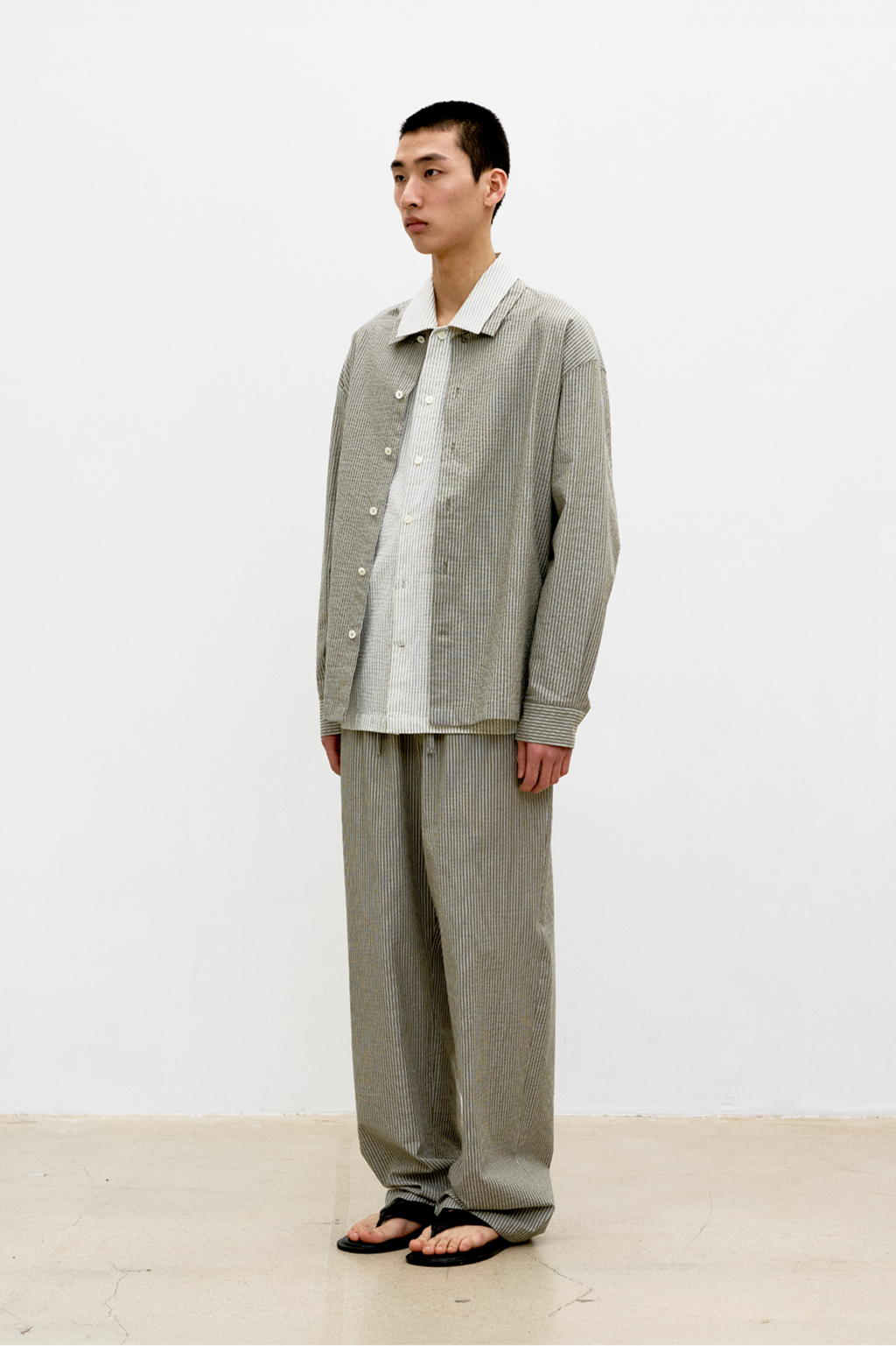 Coor - Stripe Cotton Lounge Pants (Khaki) product image 3 | TRAB K-Fashion Australia