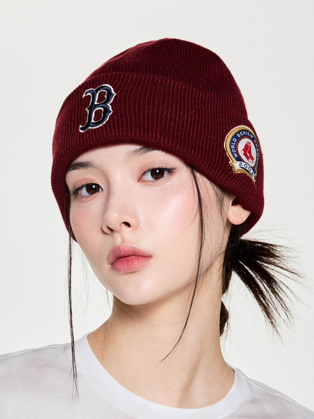 MLB Korea - MLB Patch Beanie Boston Red Sox (Wine) product image 5 | TRAB K-Fashion Australia