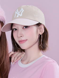 MLB Korea - MLB Q-Fit Color Block Unstructured Ball Cap New York Yankees (Light Beige) product image 1 | TRAB K-Fashion Australia