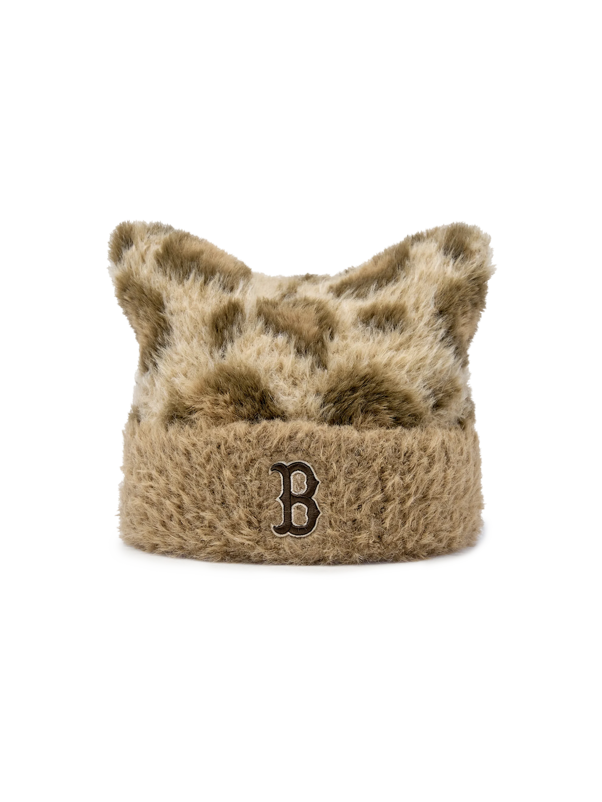 MLB Korea - MLB Leopard Meow Beanie Boston Red Sox (Light Beige) product image 2 | TRAB K-Fashion Australia