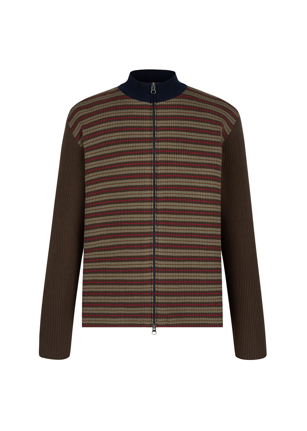 Amomento - stripe zip up cardigan (Brown) product image 1 | TRAB K-Fashion Australia