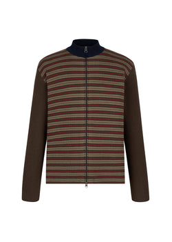 Amomento - stripe zip up cardigan (Brown) product image 1 | TRAB K-Fashion Australia