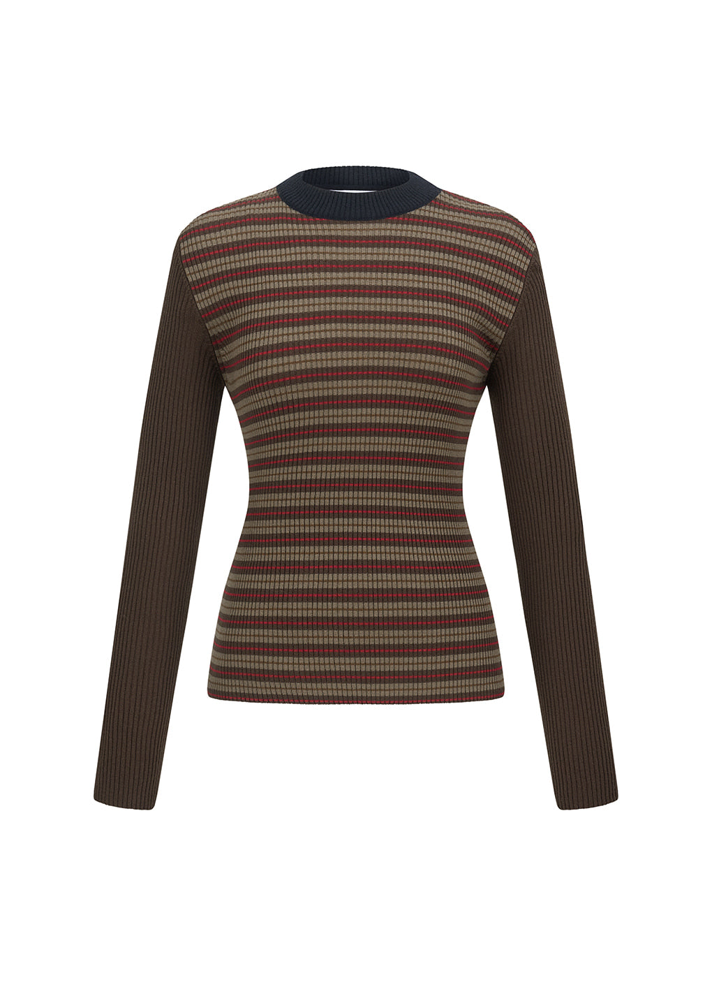 Amomento - stripe round knit (Brown) product image 1 | TRAB K-Fashion Australia