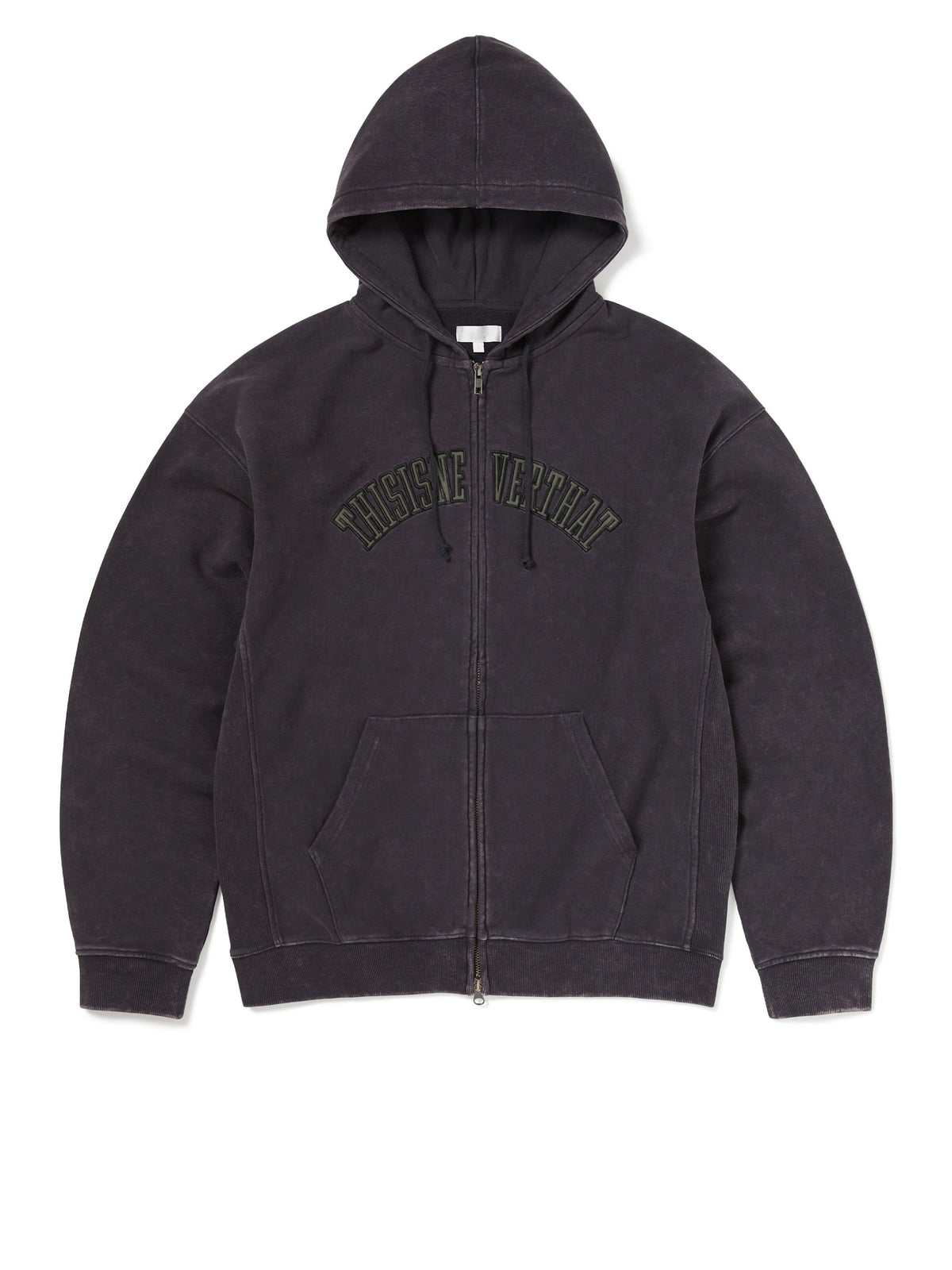 thisisneverthat - Applique Zip Up Hoodie (Damaged Black) product image 1 | TRAB K-Fashion Australia