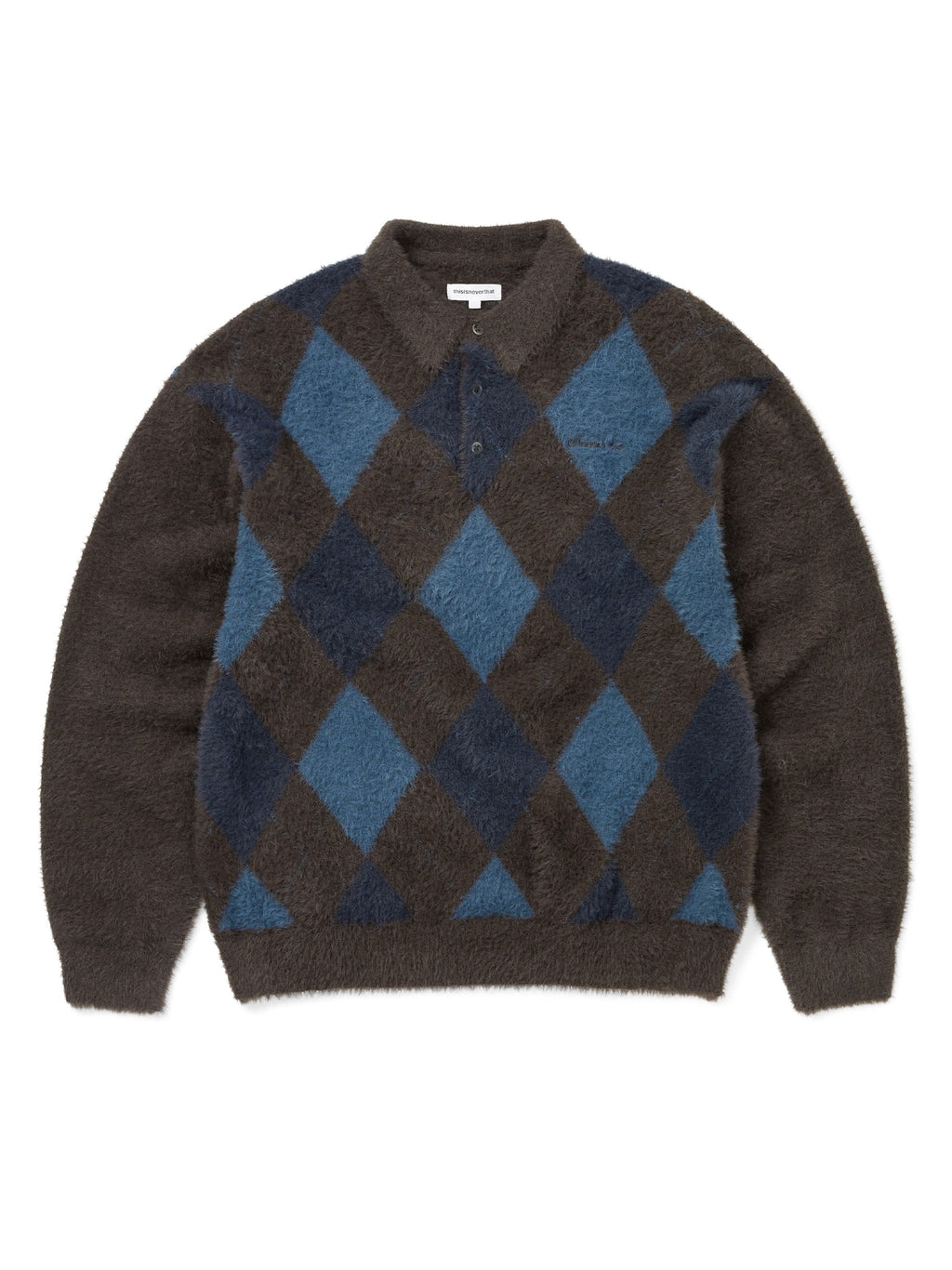 thisisneverthat - Argyle Shaggy Knit Polo (Brown) product image 1 | TRAB K-Fashion Australia