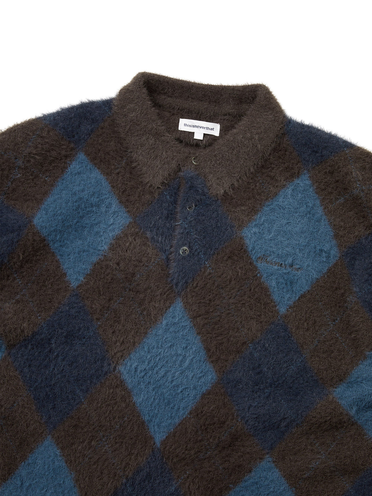 thisisneverthat - Argyle Shaggy Knit Polo (Brown) product image 2 | TRAB K-Fashion Australia