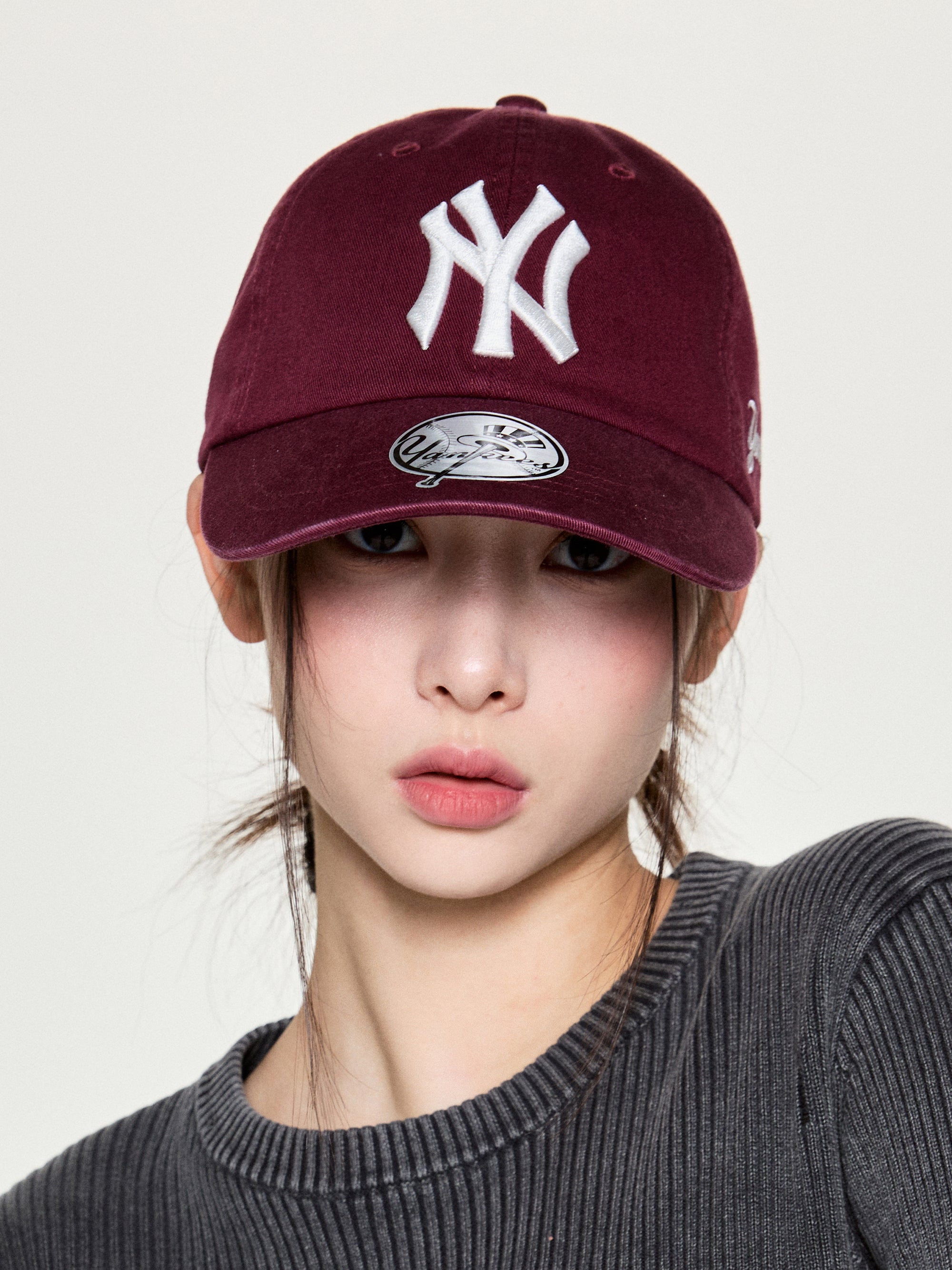 MLB Korea - MLB Signature Unstructured Ball Cap New York Yankees (Wine) product image 3 | TRAB K-Fashion Australia
