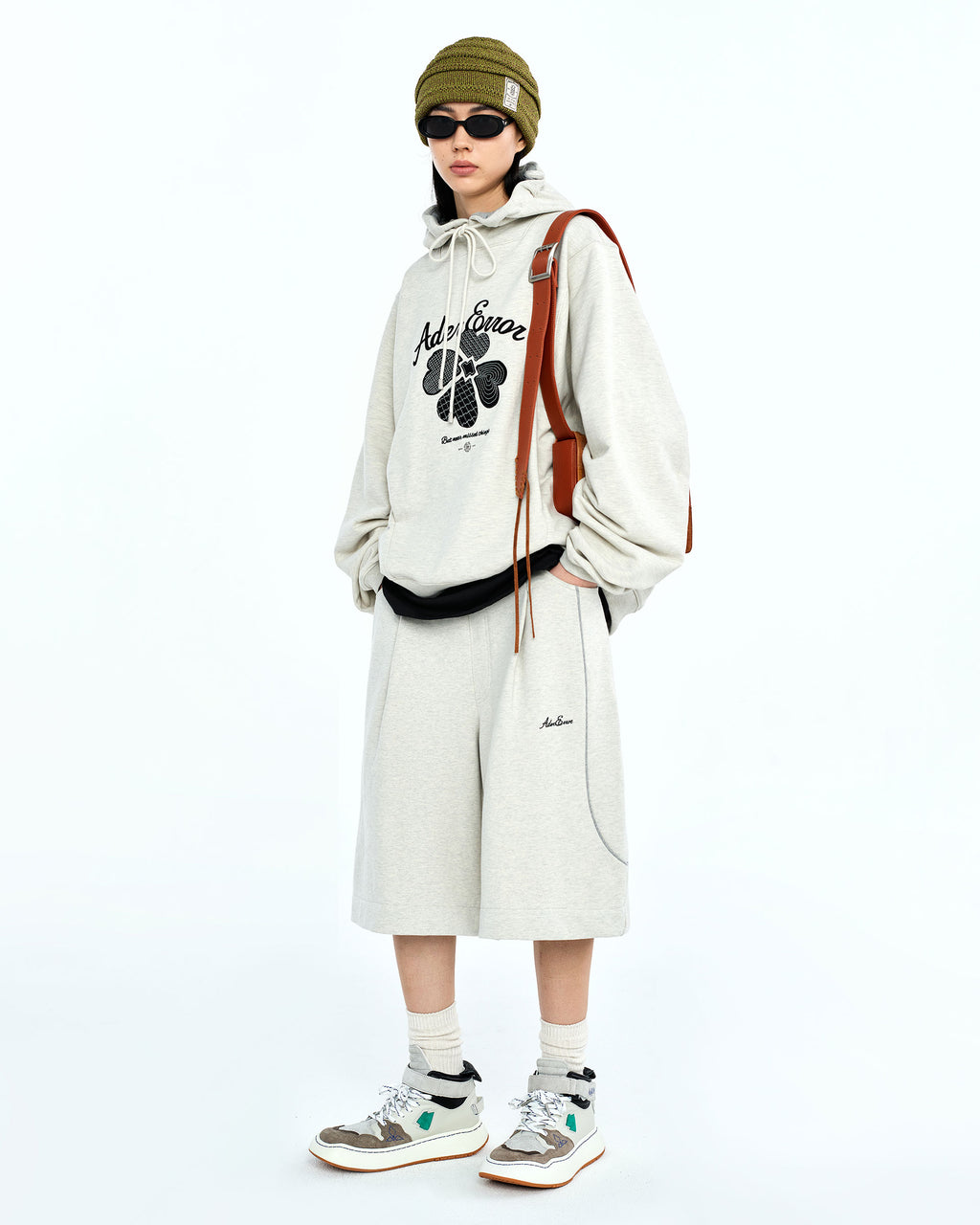 Ader Error - Tever logo sweatshorts (Oatmeal) product image 1 | TRAB K-Fashion Australia