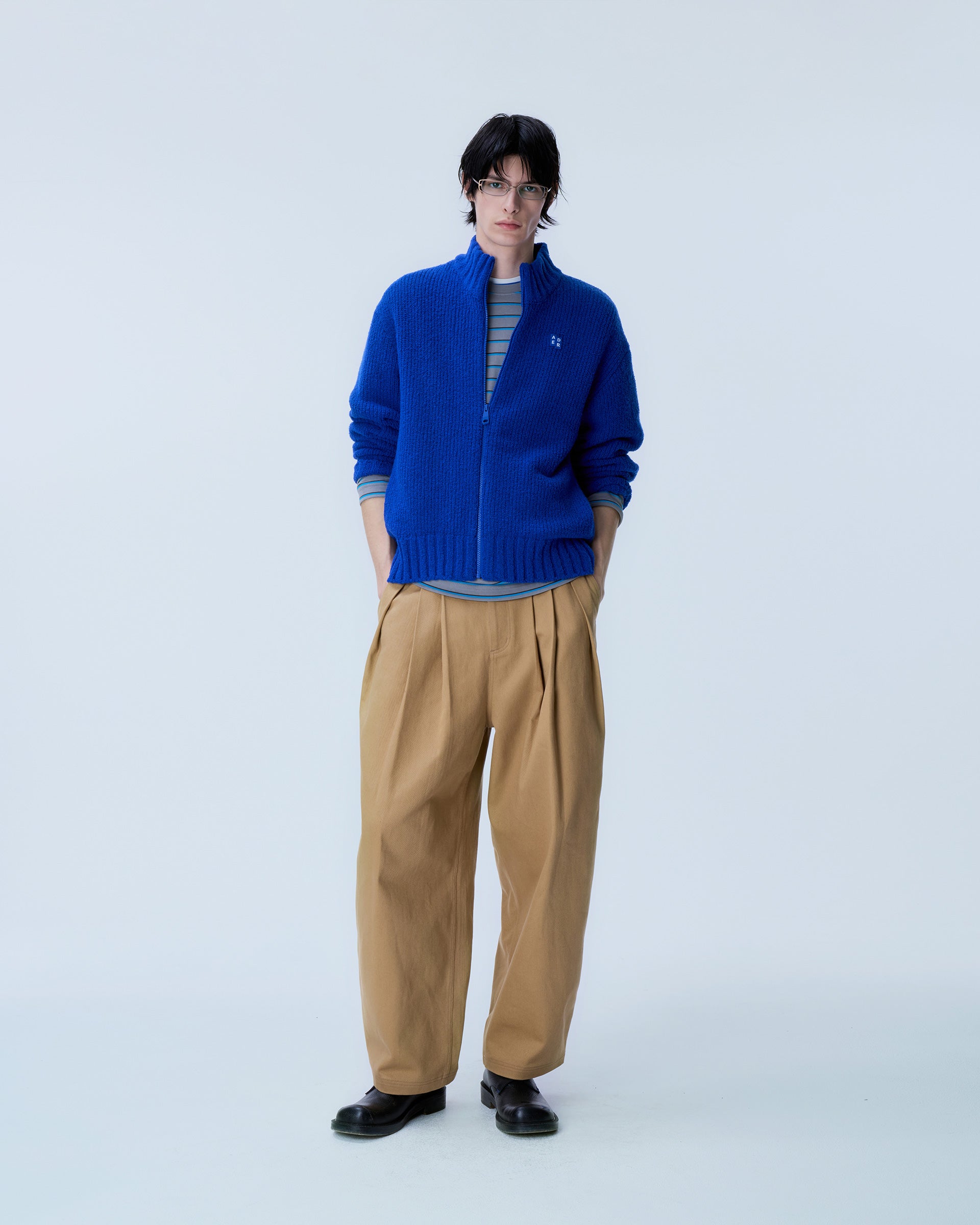 Ader Error - Sig; BL Tag knit zip-up 01 (Blue) | TRAB K-Fashion Aus