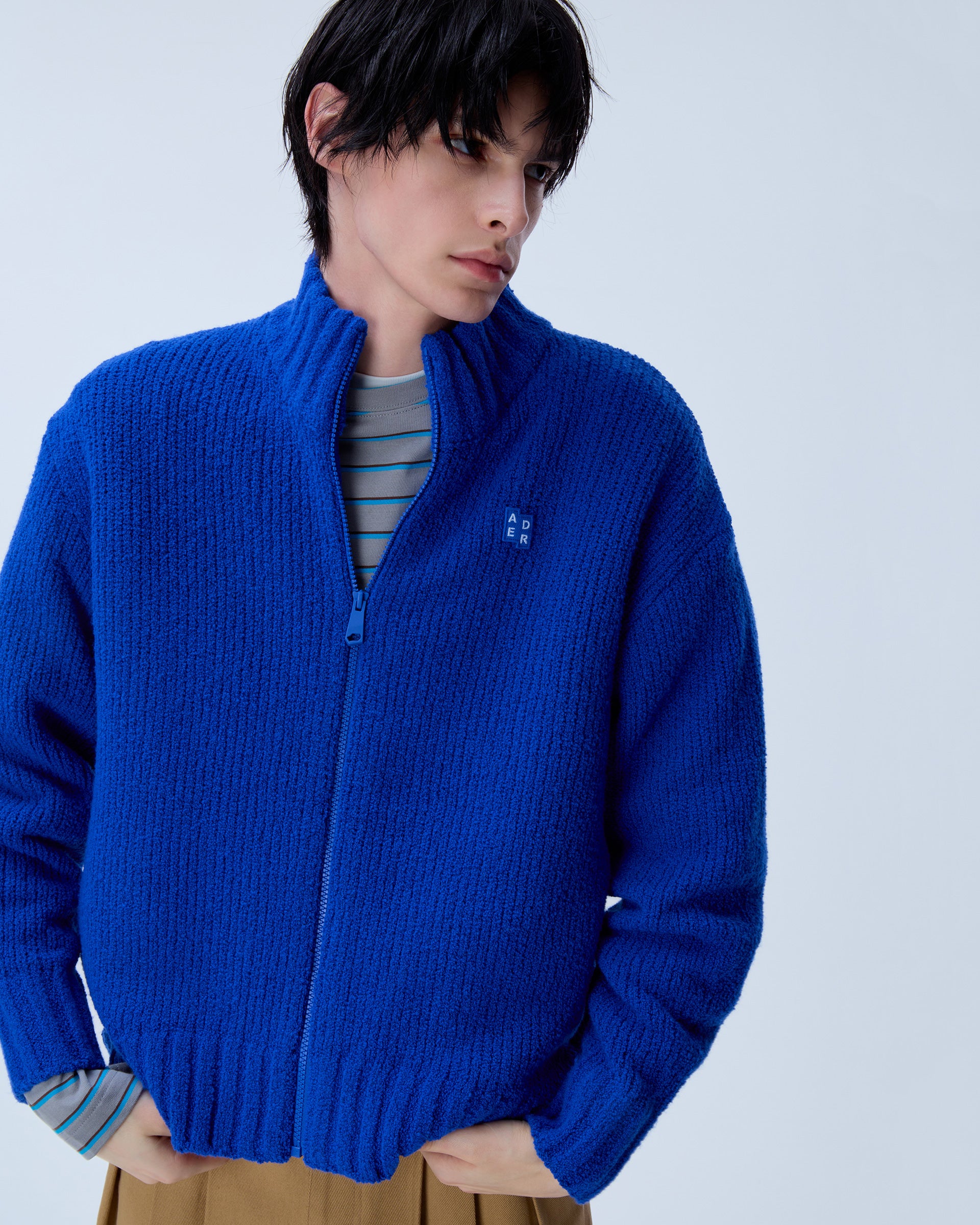 Ader Error - Sig; BL Tag knit zip-up 01 (Blue) | TRAB K-Fashion Aus
