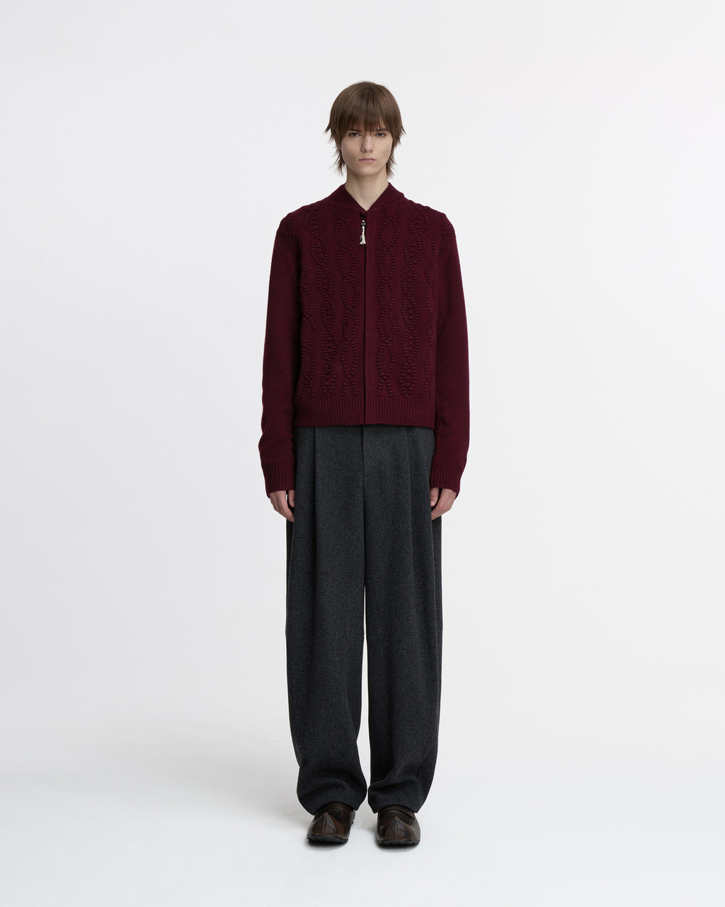 Ader Error - Cardigan Product. 38 (Burgundy) product image 2 | TRAB K-Fashion Australia