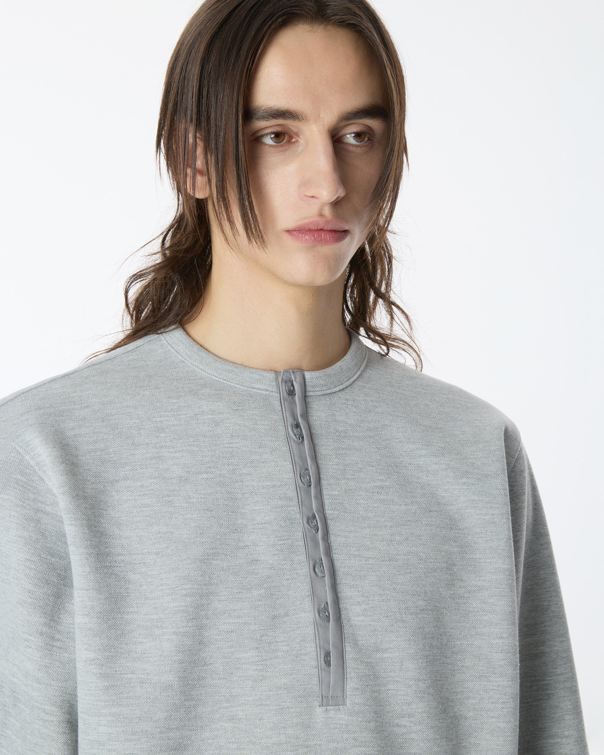 Ader Error - Henley Neck  LS T-shirt Product. 22 (Grey) product image 14 | TRAB K-Fashion Australia