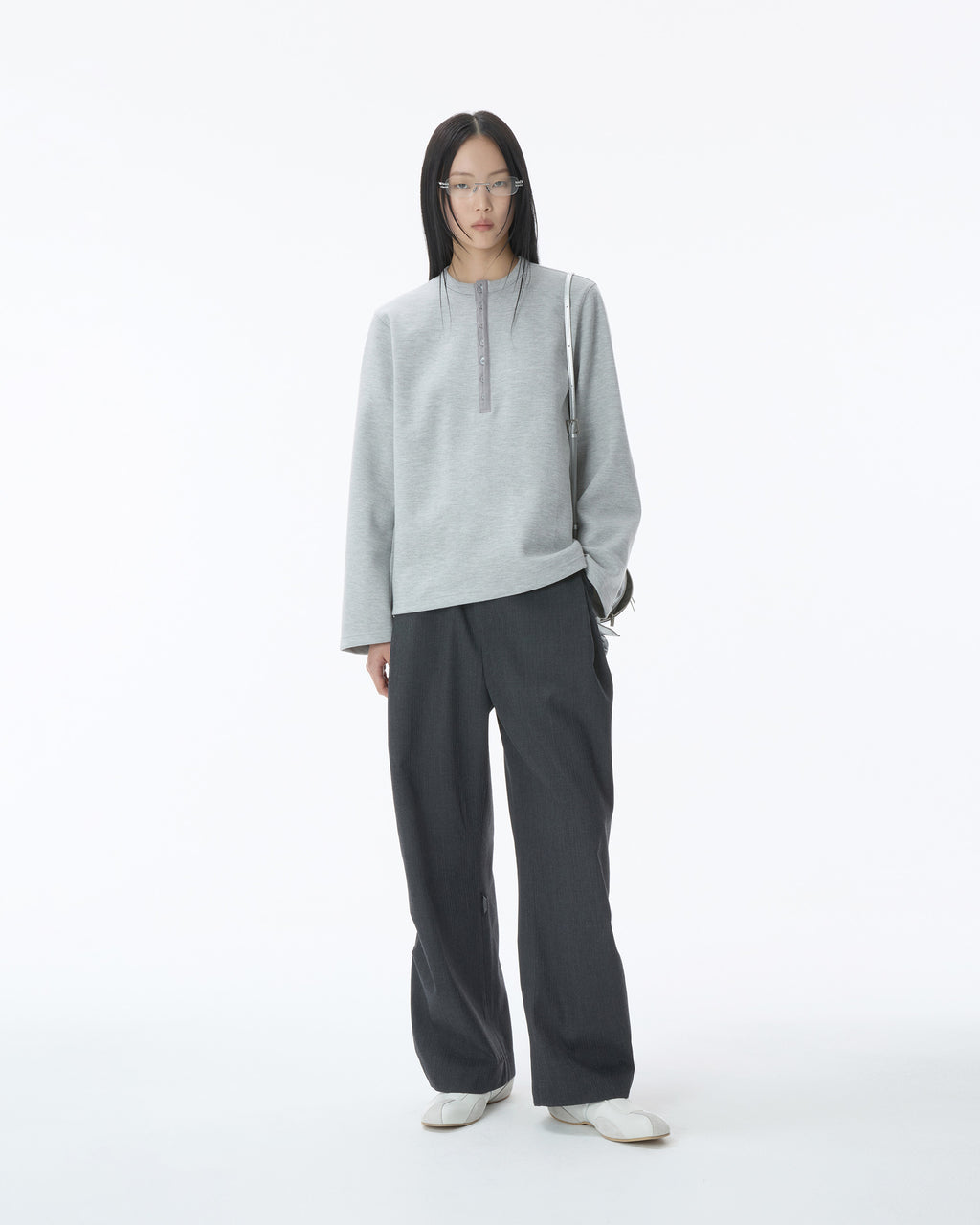 Ader Error - Henley Neck  LS T-shirt Product. 22 (Grey) product image 1 | TRAB K-Fashion Australia