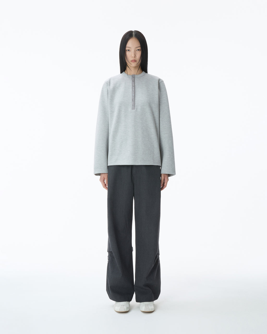 Ader Error - Henley Neck  LS T-shirt Product. 22 (Grey) product image 2 | TRAB K-Fashion Australia