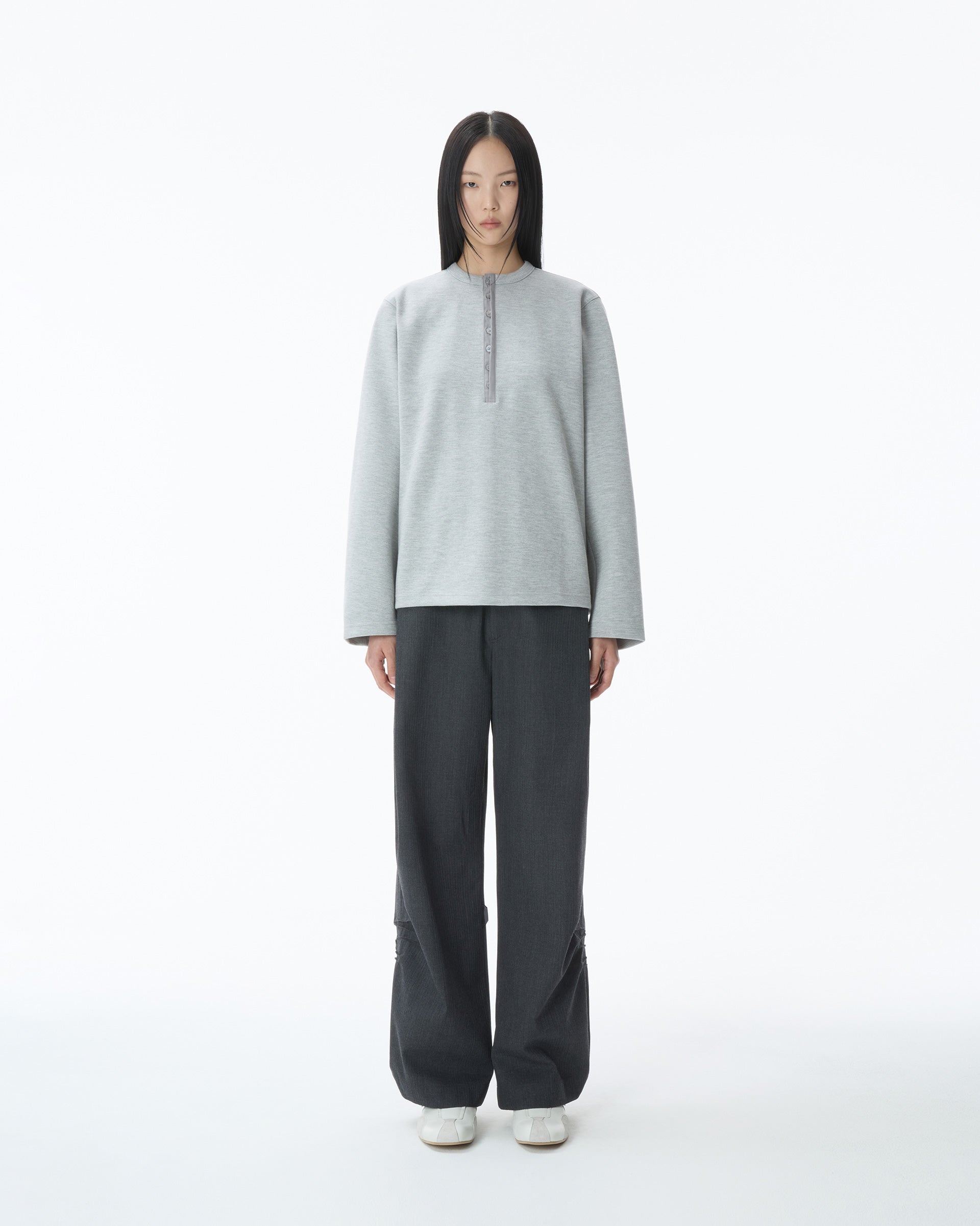 Ader Error - Henley Neck  LS T-shirt Product. 22 (Grey) product image 2 | TRAB K-Fashion Australia