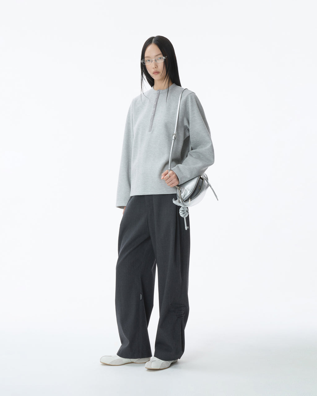 Ader Error - Henley Neck  LS T-shirt Product. 22 (Grey) product image 4 | TRAB K-Fashion Australia