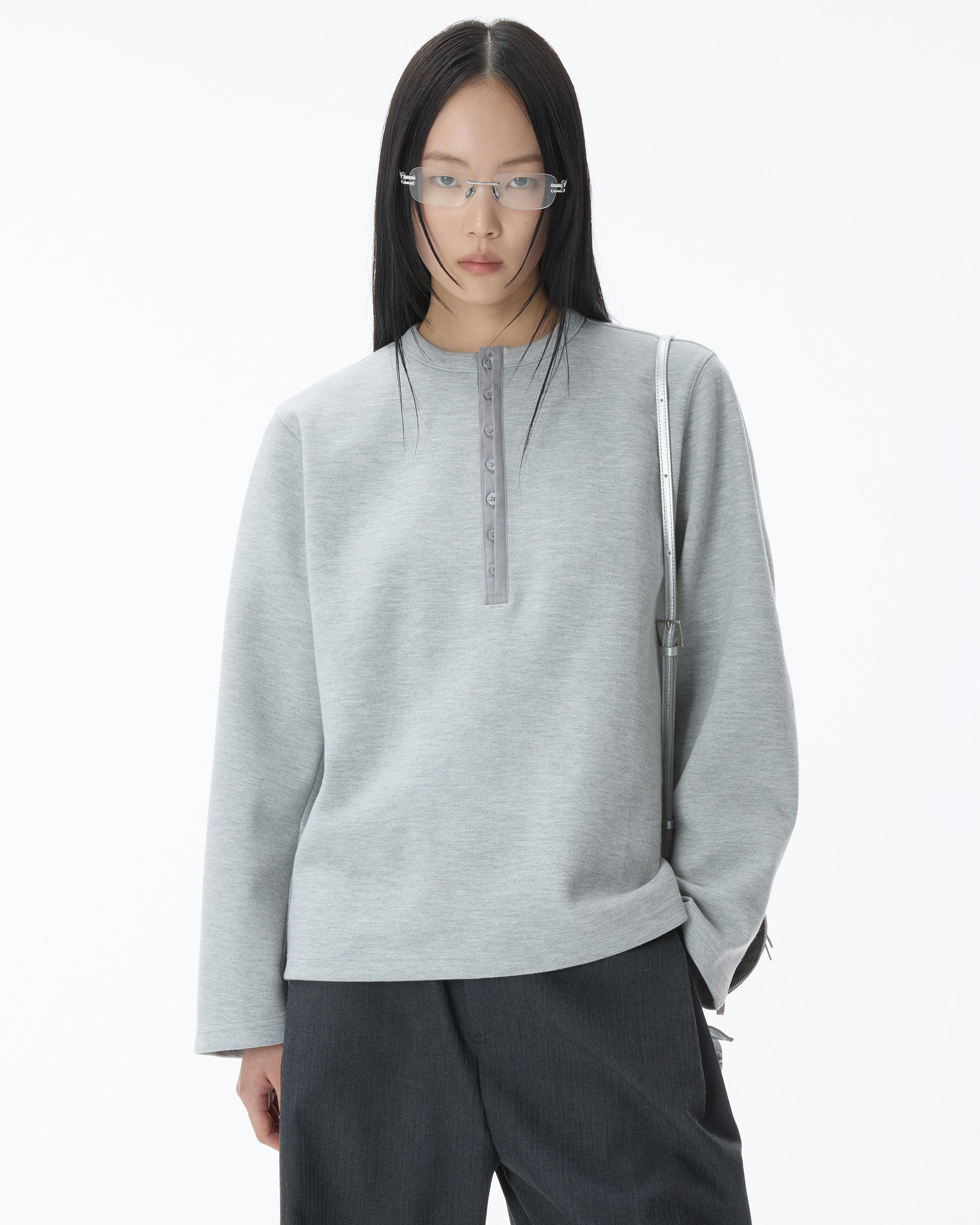 Ader Error - Henley Neck  LS T-shirt Product. 22 (Grey) product image 5 | TRAB K-Fashion Australia