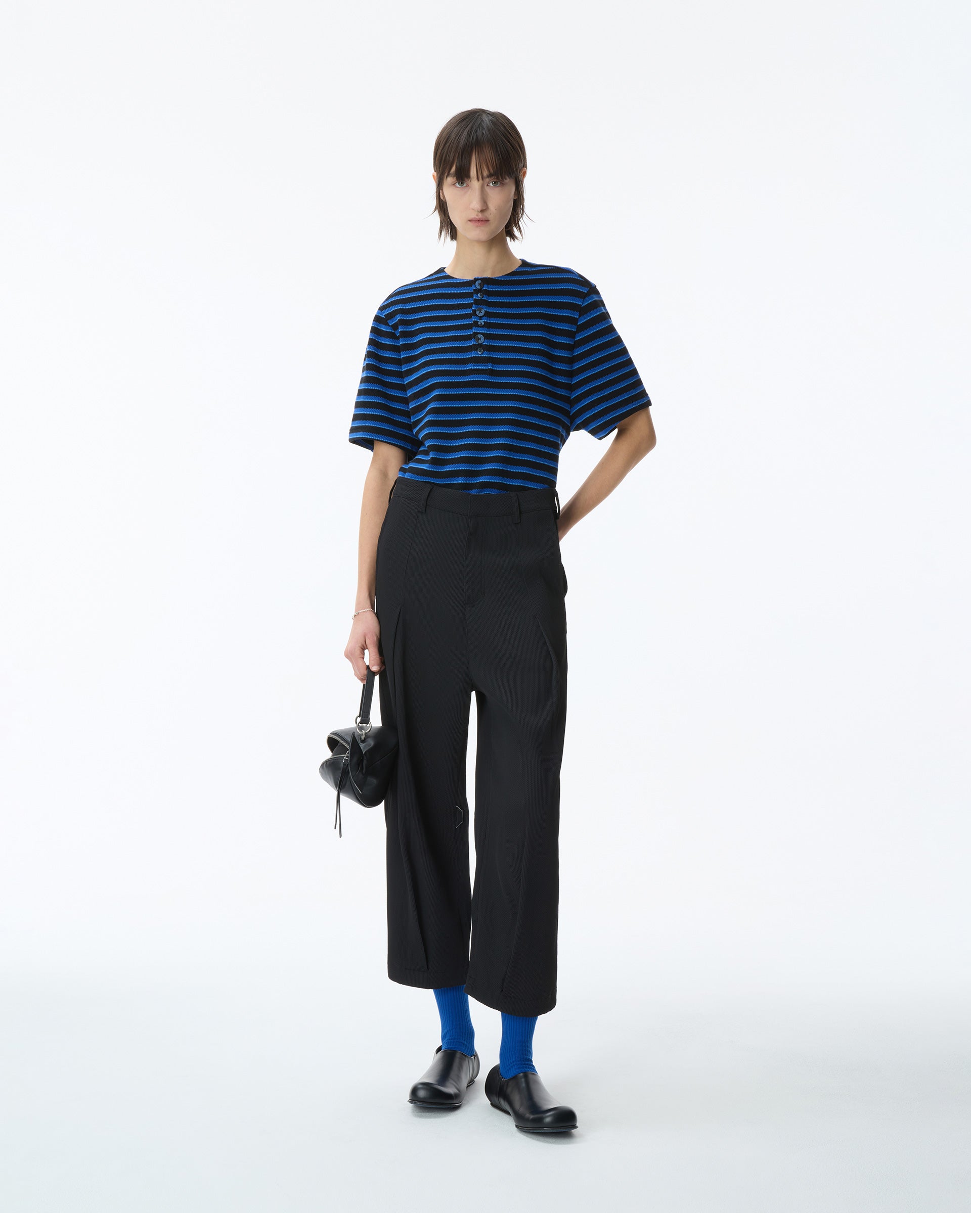 Ader Error - Henley Neck  T-shirt Product. 23 (Noir) product image 1 | TRAB K-Fashion Australia
