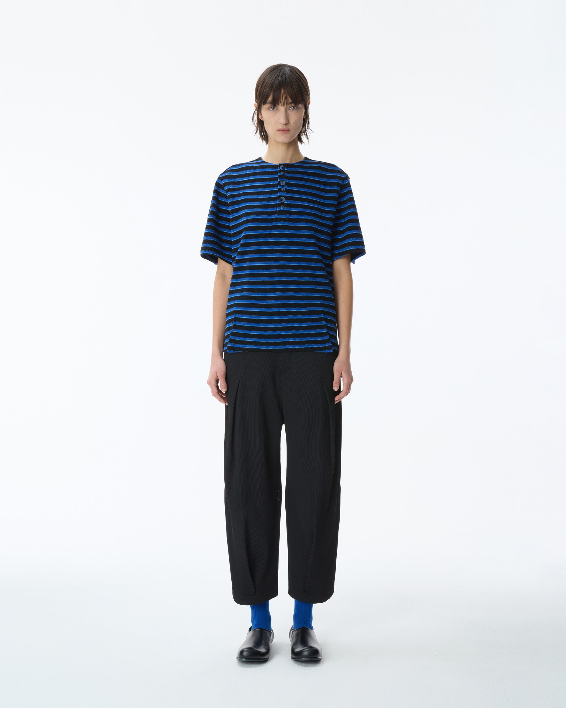 Ader Error - Henley Neck  T-shirt Product. 23 (Noir) product image 2 | TRAB K-Fashion Australia