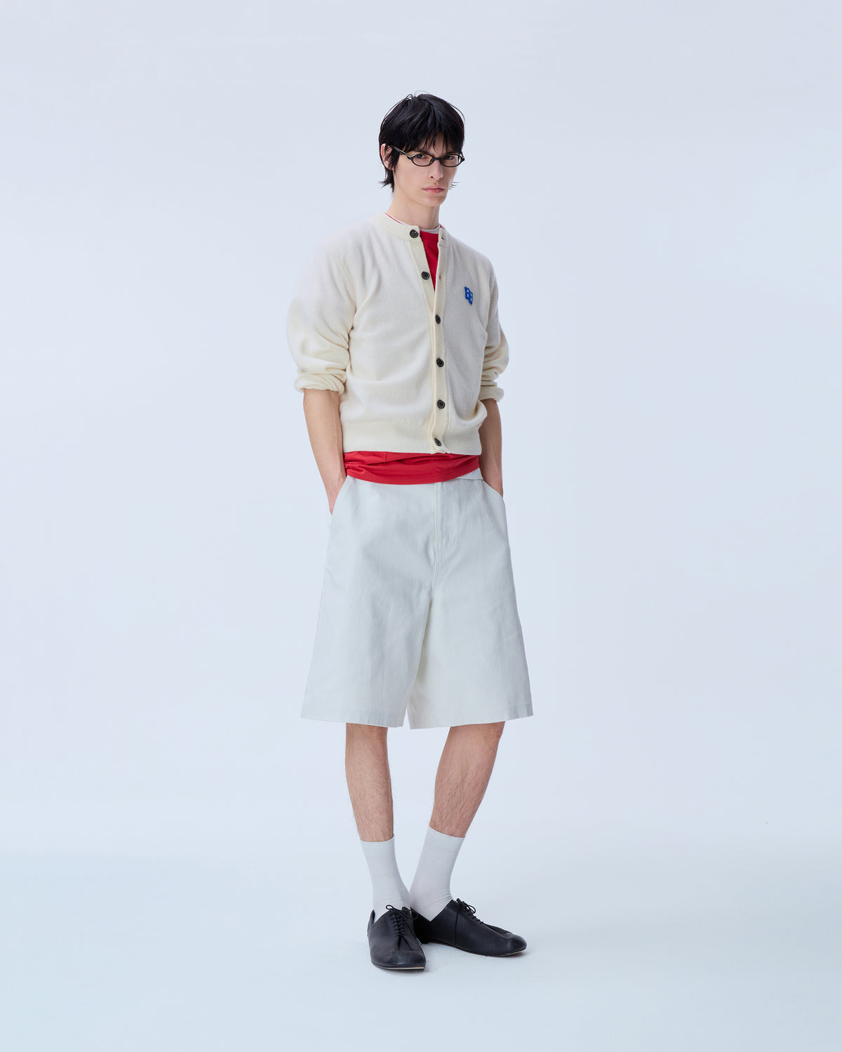Ader Error - Sig; BL Tag shorts 01 (Ivory) product image 1 | TRAB K-Fashion Australia
