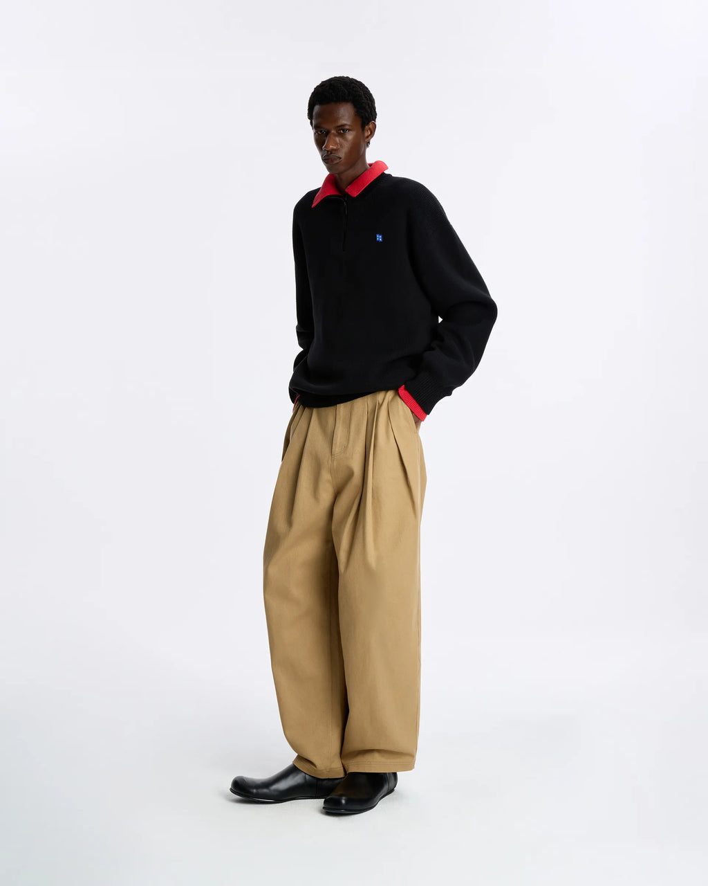 Ader Error - Sig; BL Tag Half Zip-Up Knit 01 (Noir) product image 1 | TRAB K-Fashion Australia