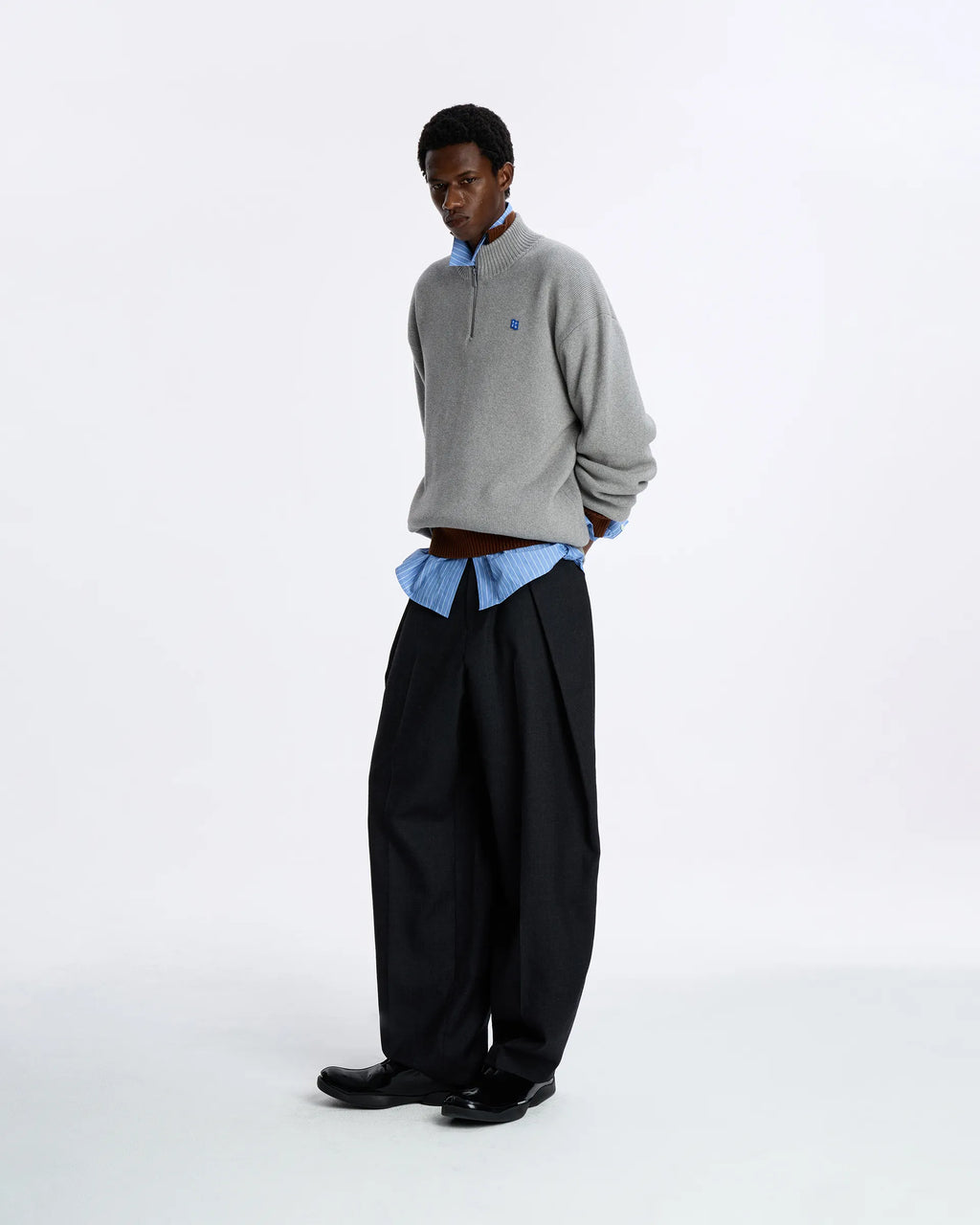 Ader Error - Sig; BL Tag Half Zip-Up Knit 01 (Grey) product image 2 | TRAB K-Fashion Australia