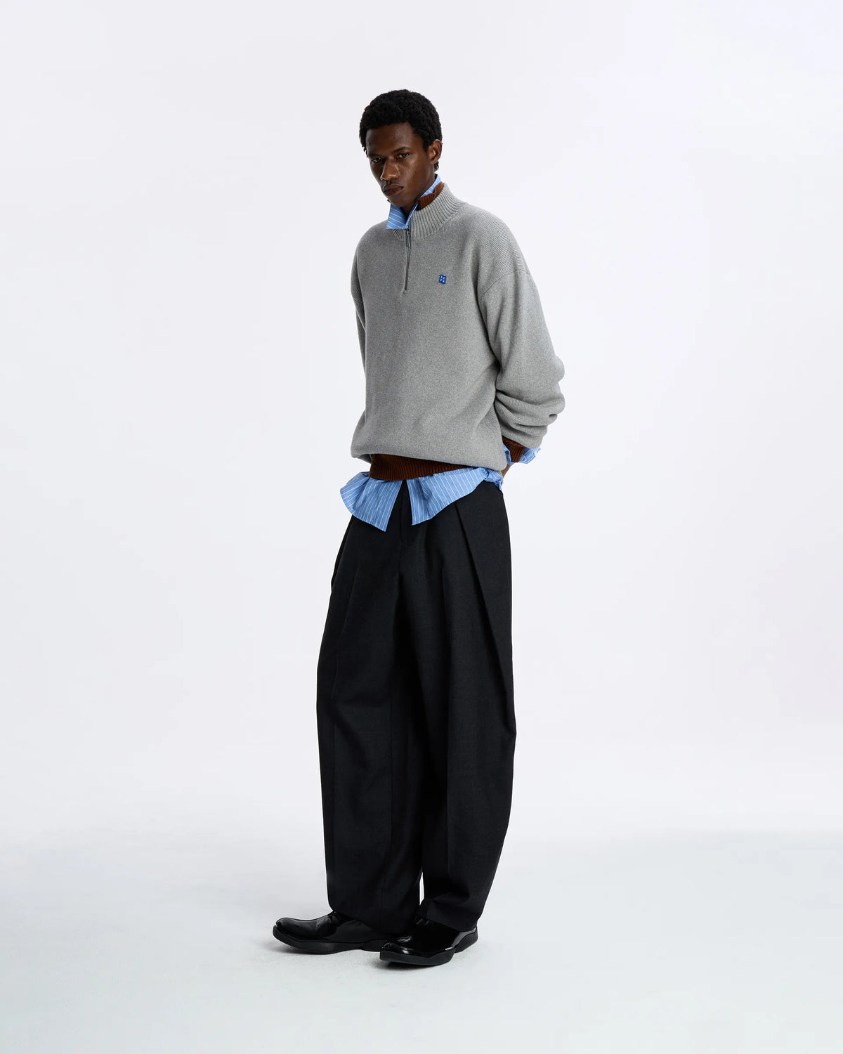 Ader Error - Sig; BL Tag Half Zip-Up Knit 01 (Grey) product image 2 | TRAB K-Fashion Australia