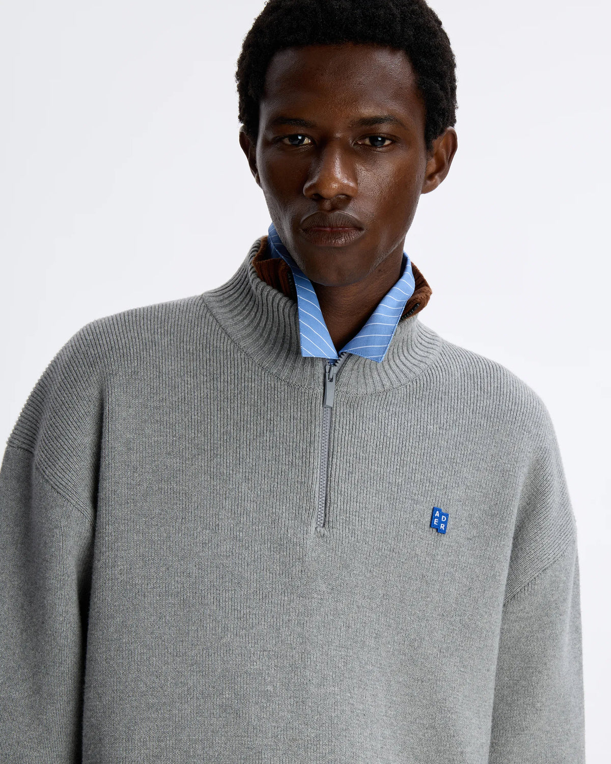 Ader Error - Sig; BL Tag Half Zip-Up Knit 01 (Grey) product image 4 | TRAB K-Fashion Australia