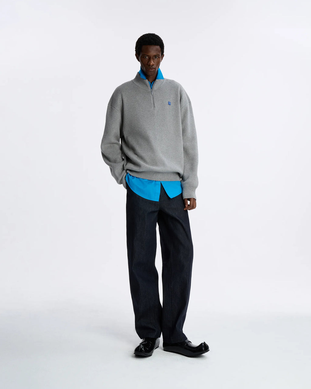 Ader Error - Sig; BL Tag Half Zip-Up Knit 01 (Grey) product image 6 | TRAB K-Fashion Australia