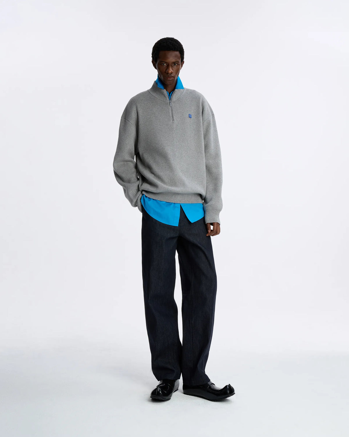 Ader Error - Sig; BL Tag Half Zip-Up Knit 01 (Grey) product image 6 | TRAB K-Fashion Australia
