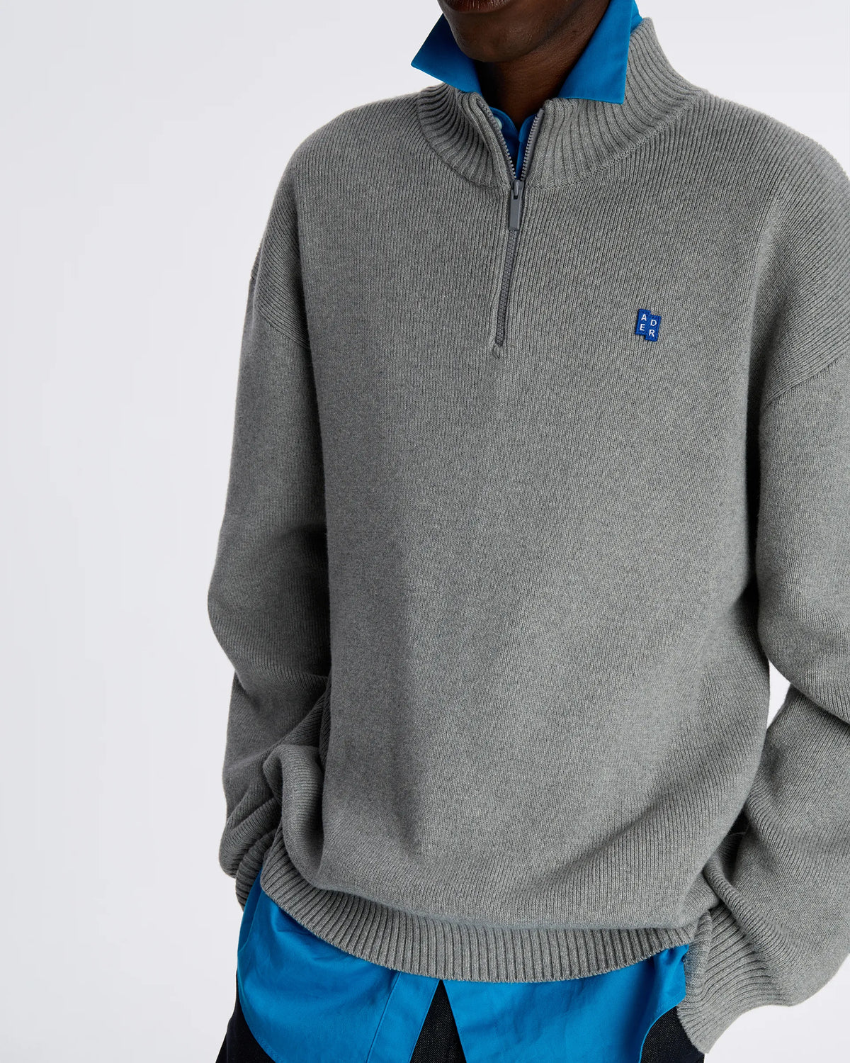 Ader Error - Sig; BL Tag Half Zip-Up Knit 01 (Grey) product image 7 | TRAB K-Fashion Australia