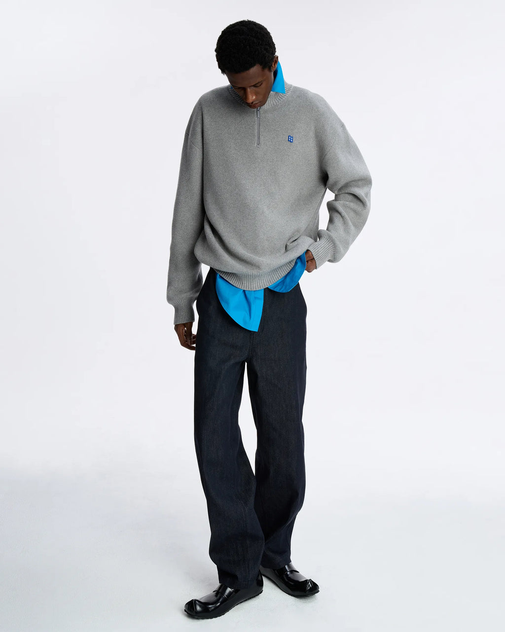 Ader Error - Sig; BL Tag Half Zip-Up Knit 01 (Grey) product image 8 | TRAB K-Fashion Australia