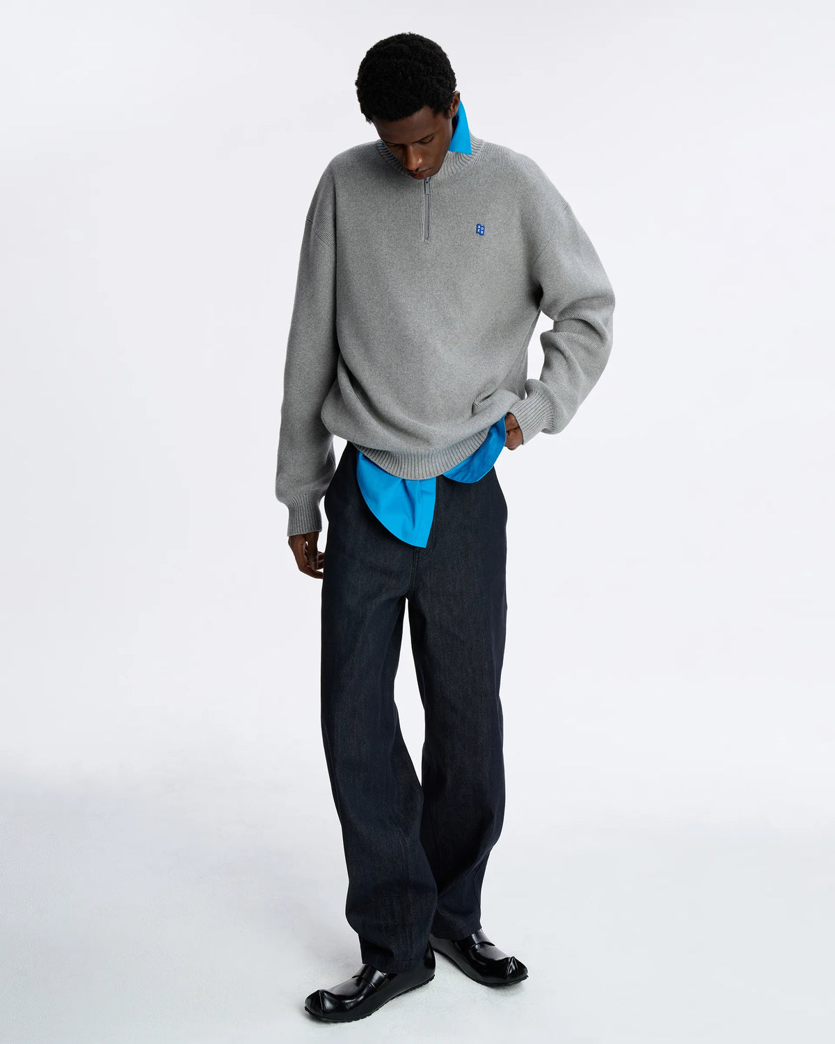 Ader Error - Sig; BL Tag Half Zip-Up Knit 01 (Grey) product image 8 | TRAB K-Fashion Australia