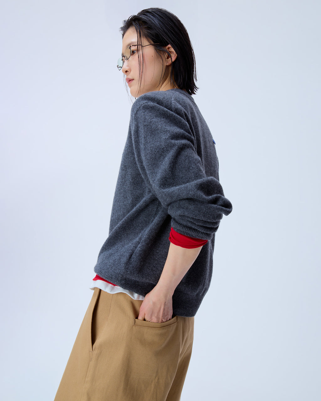 Ader Error - Sig; BL Tag cardigan 02 (Charcoal) product image 4 | TRAB K-Fashion Australia