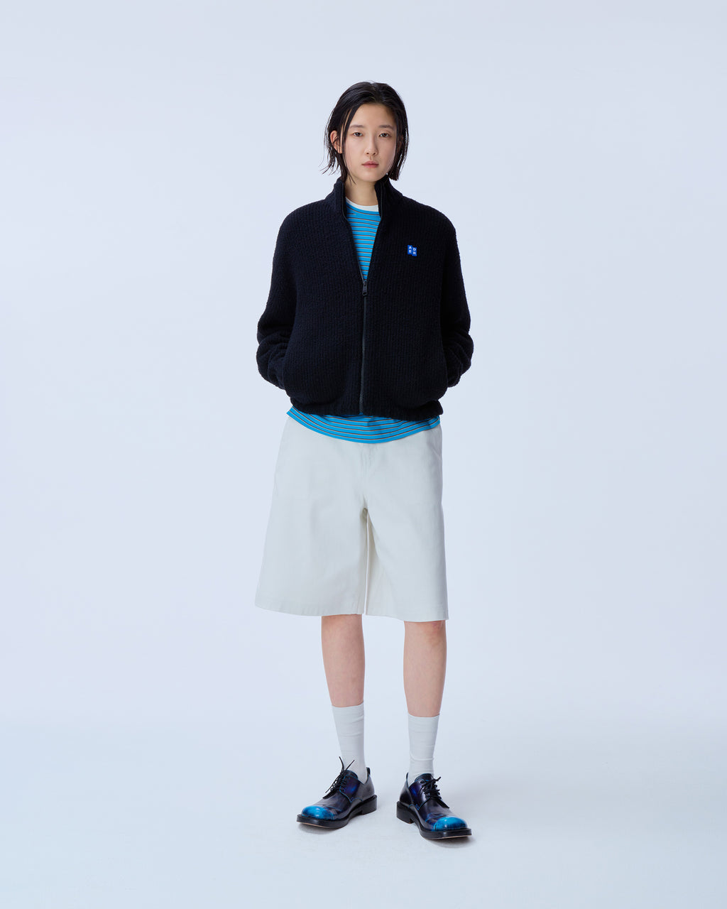 Ader Error - Sig; BL Tag knit zip-up 01 (Noir) product image 1 | TRAB K-Fashion Australia