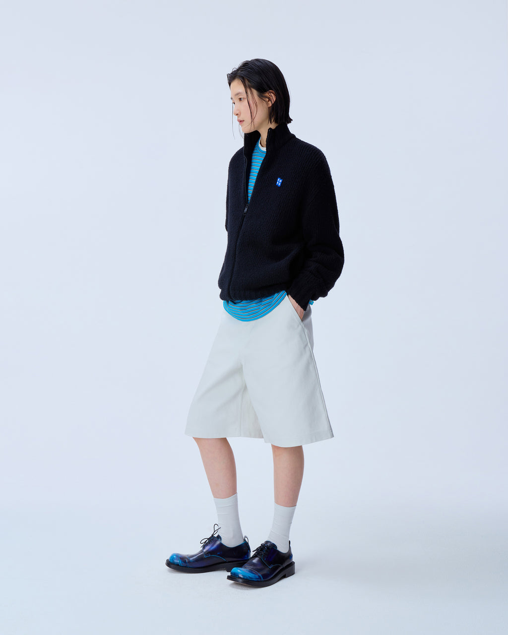 Ader Error - Sig; BL Tag knit zip-up 01 (Noir) product image 2 | TRAB K-Fashion Australia