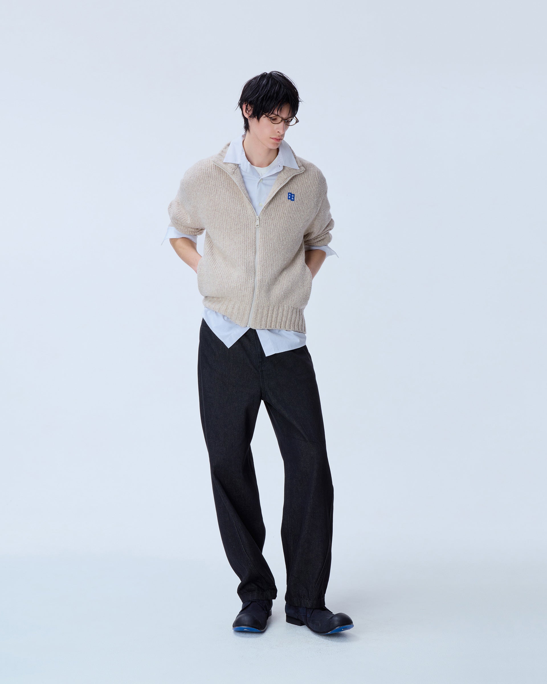 Ader Error - Sig; BL Tag knit zip-up 01 (Oatmeal) product image 9 | TRAB K-Fashion Australia
