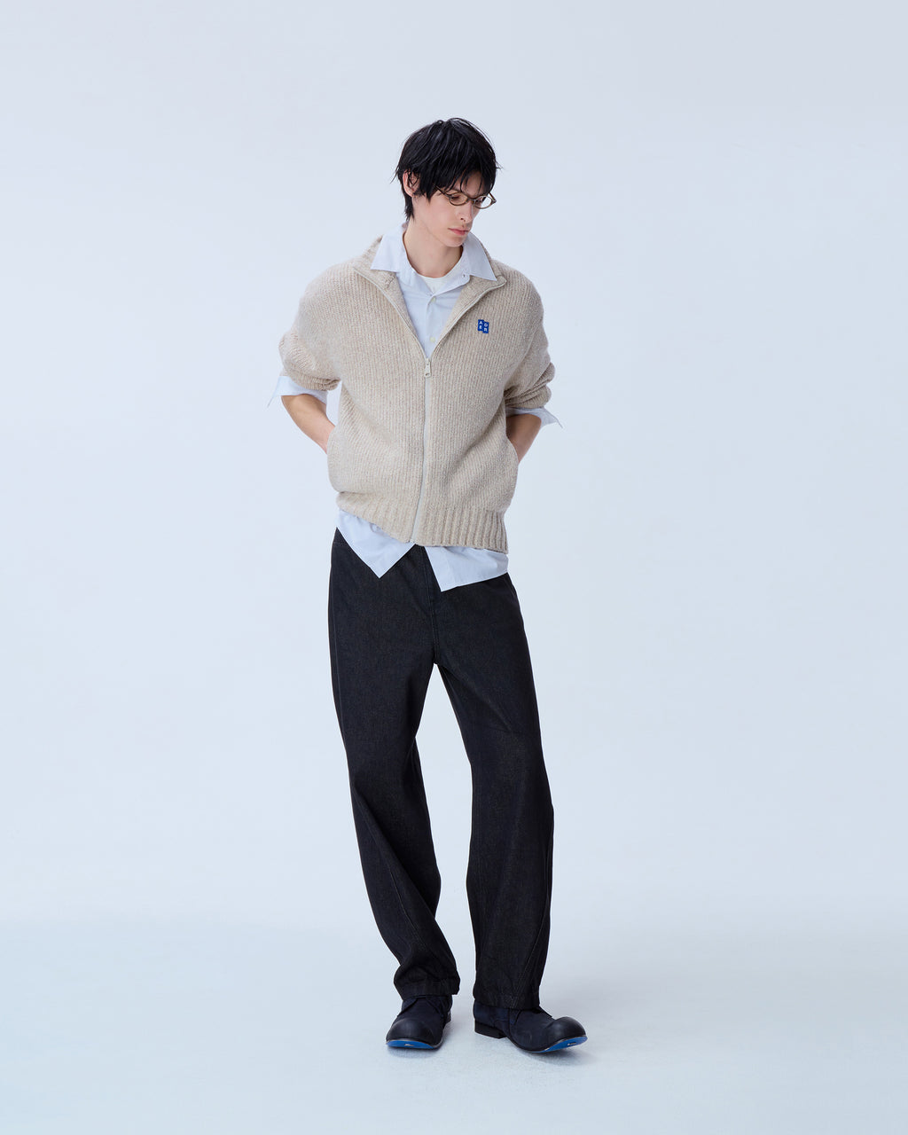 Ader Error - Sig; BL Tag knit zip-up 01 (Oatmeal) product image 9 | TRAB K-Fashion Australia