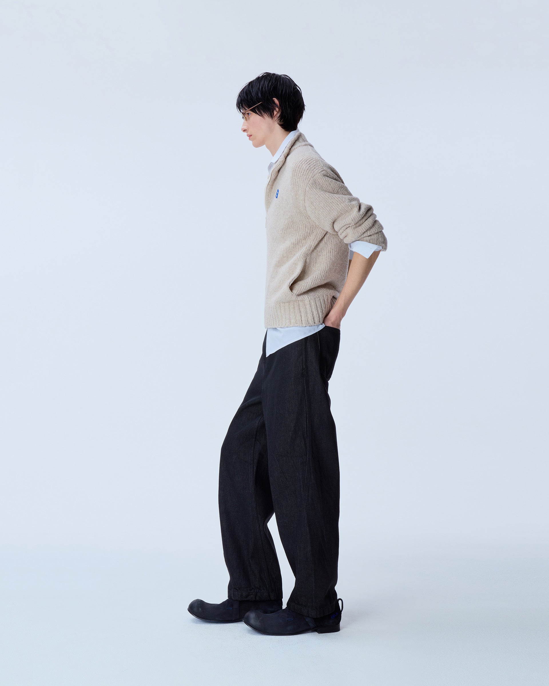 Ader Error - Sig; BL Tag knit zip-up 01 (Oatmeal) product image 10 | TRAB K-Fashion Australia
