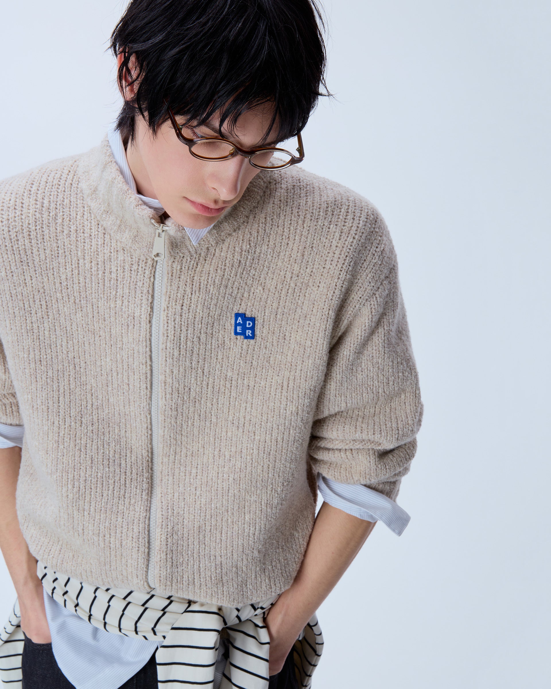 Ader Error - Sig; BL Tag knit zip-up 01 (Oatmeal) product image 13 | TRAB K-Fashion Australia