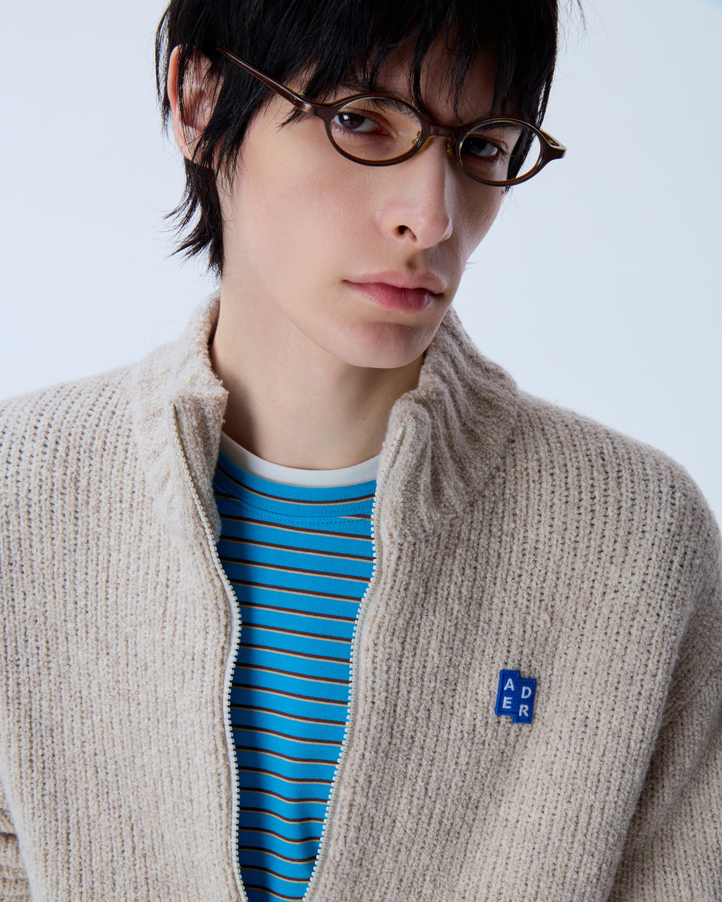 Ader Error - Sig; BL Tag knit zip-up 01 (Oatmeal) product image 16 | TRAB K-Fashion Australia