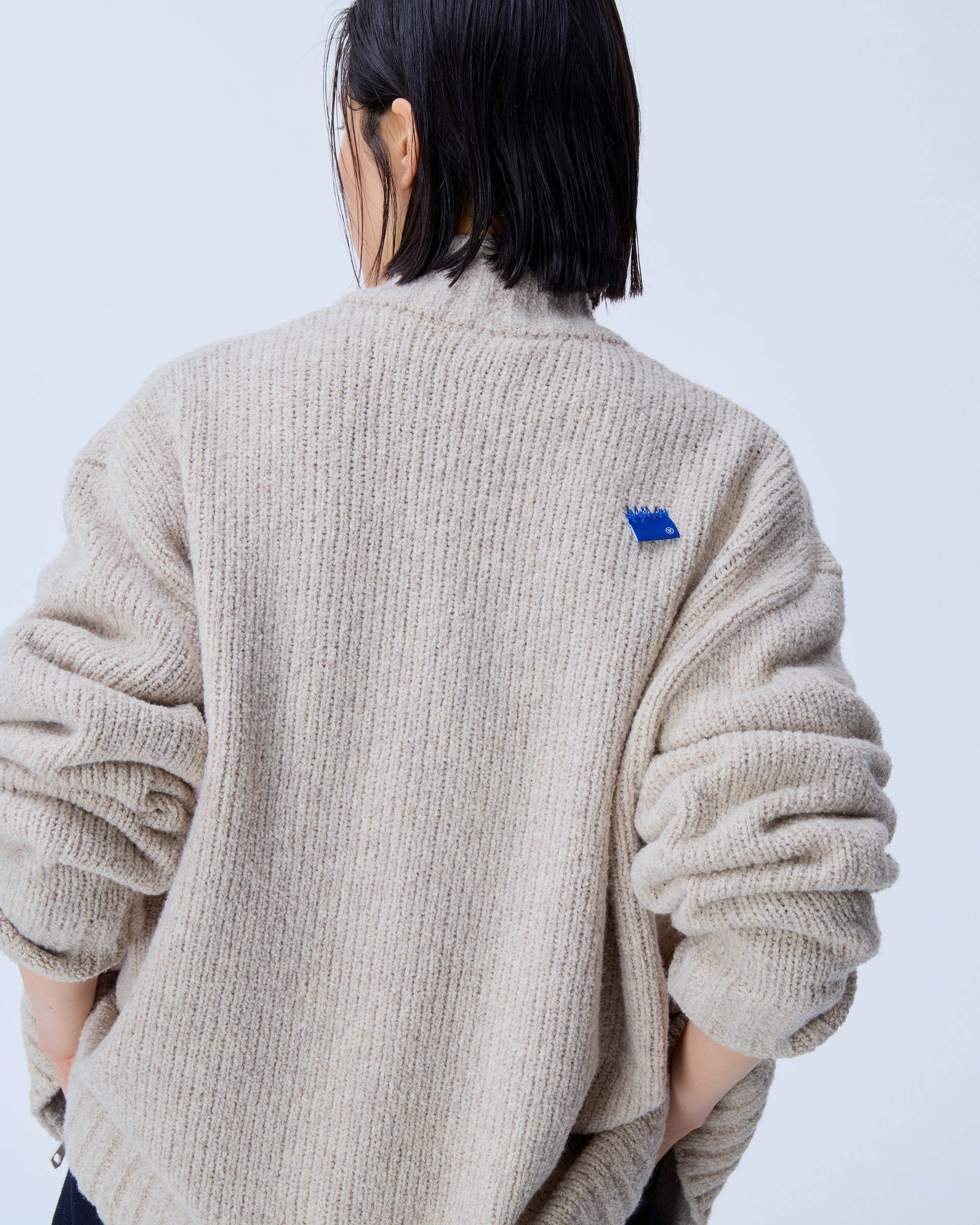 Ader Error - Sig; BL Tag knit zip-up 01 (Oatmeal) product image 6 | TRAB K-Fashion Australia
