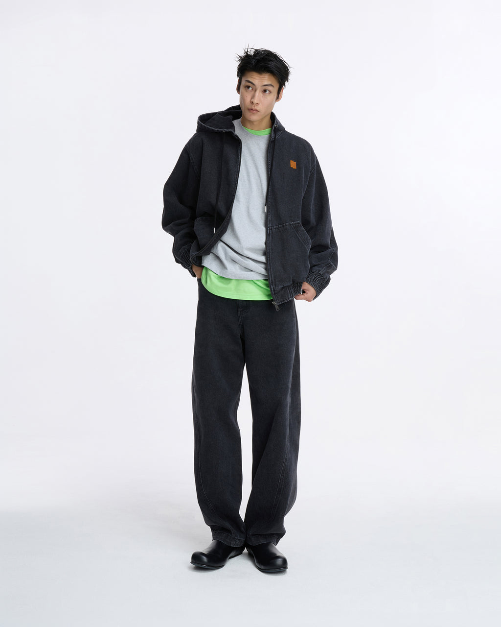 Ader Error - Sig; SV Tag hooded work jacket 01 (Noir) product image 1 | TRAB K-Fashion Australia