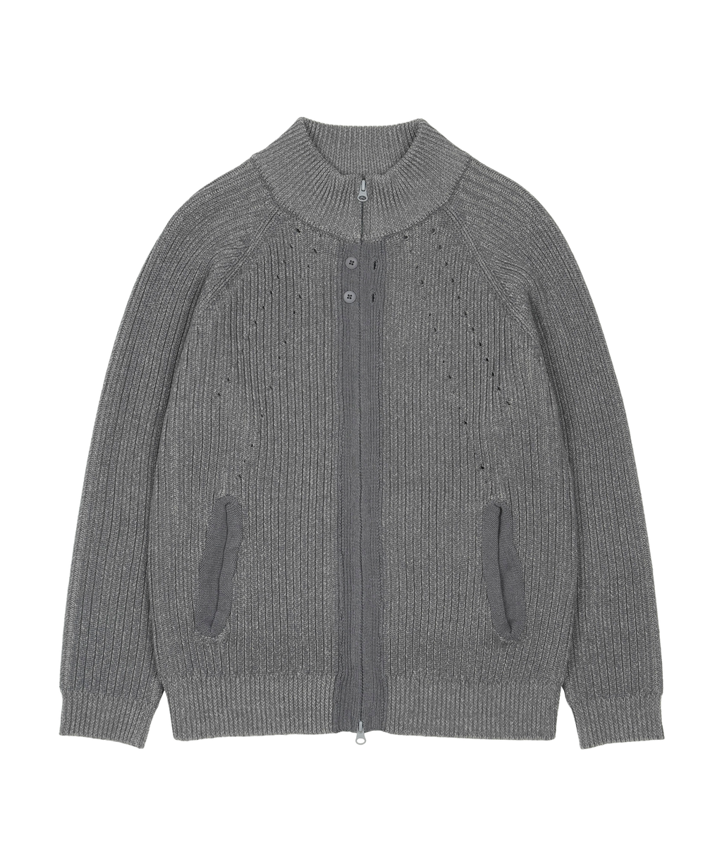 San San Gear - Button Zip-Up Knit (Blue Charcoal) product image 1 | TRAB K-Fashion Australia