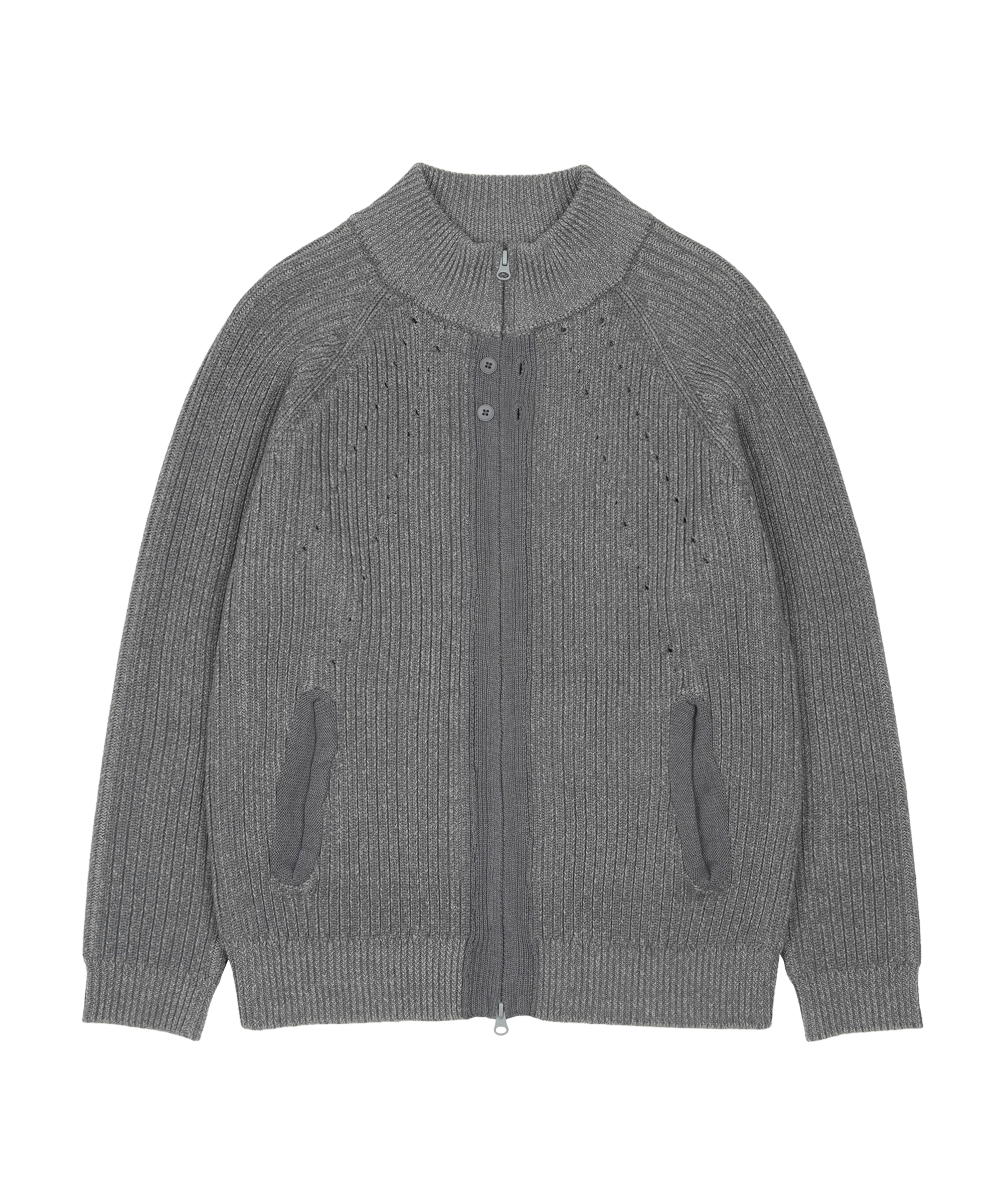 San San Gear - Button Zip-Up Knit (Blue Charcoal) product image 1 | TRAB K-Fashion Australia