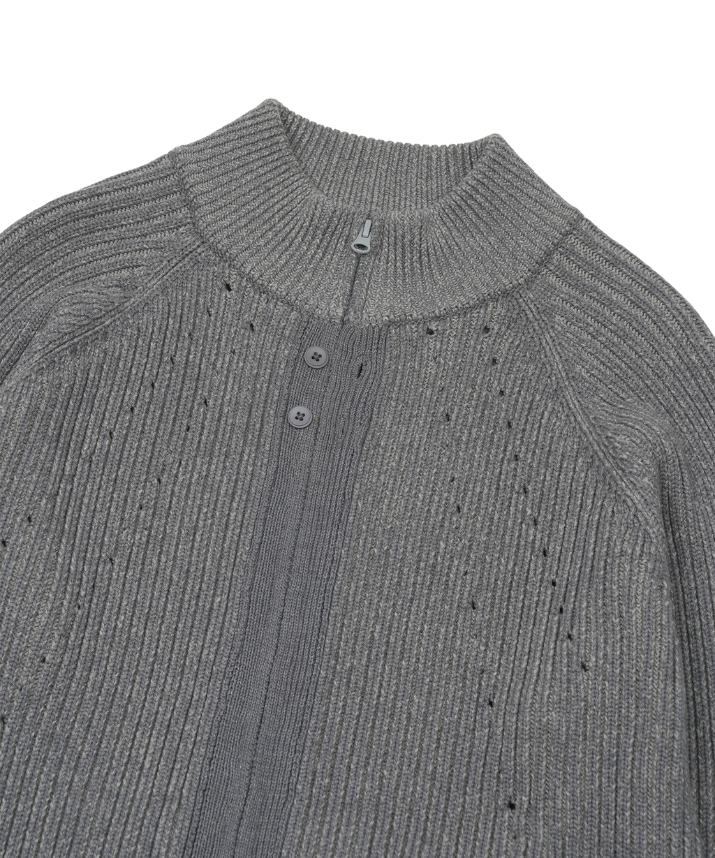 San San Gear - Button Zip-Up Knit (Blue Charcoal) product image 3 | TRAB K-Fashion Australia
